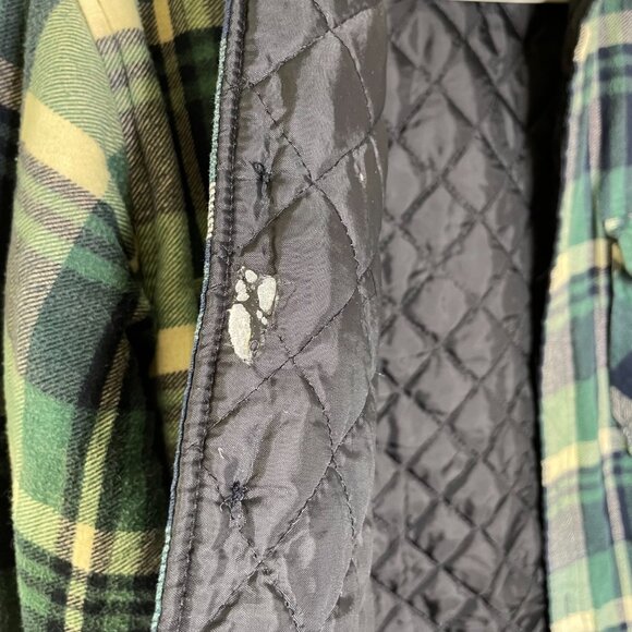 Vintage Ozark Trail Plaid Shirt Size Medium Jacket Quilted Green Navy Shacket - Picture 4 of 8